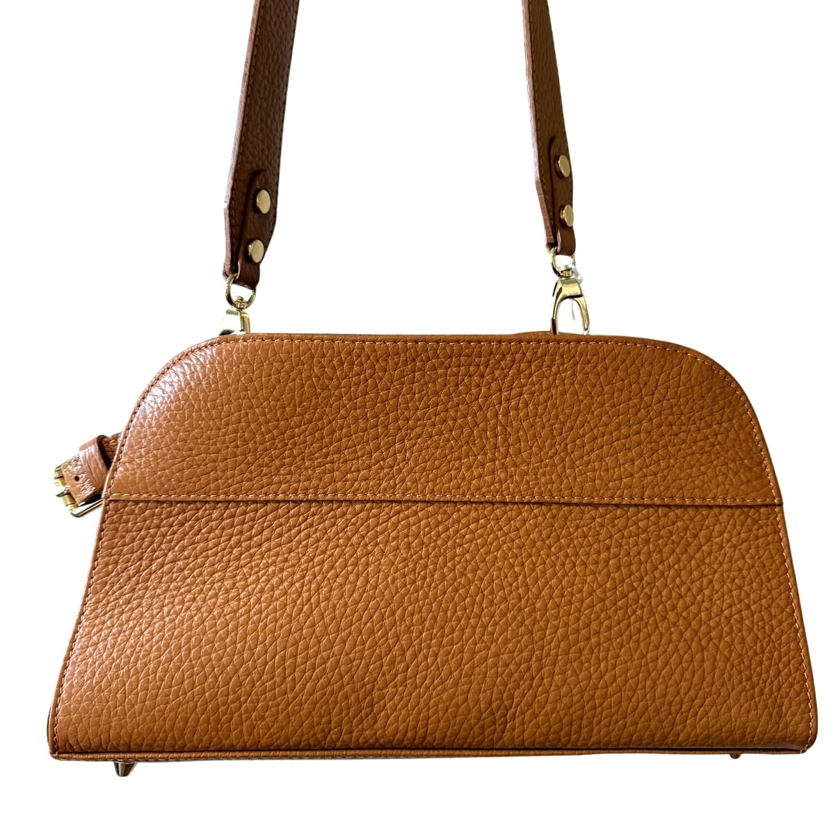 Anna Paola Pebbled Italian Leather & Suede Crossbody Baguette Bag